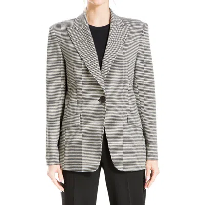 Max Studio Houndstooth Knit Blazer In Black/cream