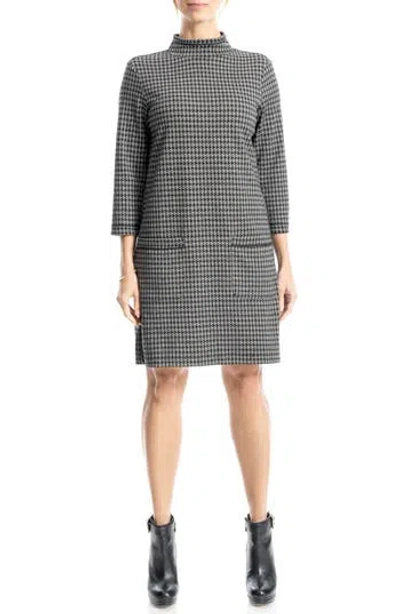 Max Studio Houndstooth Knit Shift Dress In Blk/crm