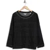 Max Studio Jacquard Crewneck Knit Top In Black