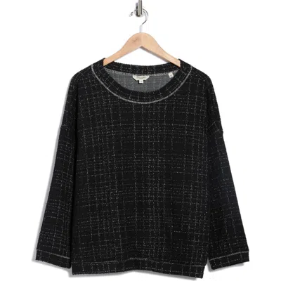 Max Studio Jacquard Crewneck Knit Top In Black