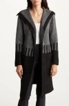 Max Studio Jacquard Sweater Coat In Black/charcoal Colorblock