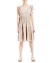 Max Studio Ruffle Cap Sleeve Tiered Jersey Babydoll Dress