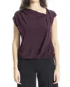 Max Studio Cowl Neck Cap Sleeve Draped Top