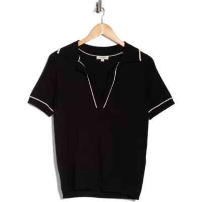 Max Studio Johnny Collar Polo Sweater In Black