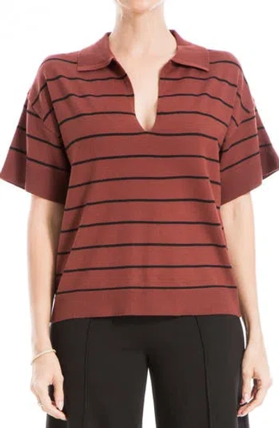 Max Studio Johnny Collar Stripe Knit Polo Sweater