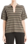 Max Studio Johnny Collar Stripe Knit Polo Sweater In Army Black