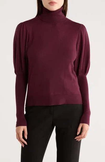 Max Studio Juliet Sleeve Turtleneck Sweater In Burgundy