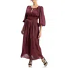 Max Studio Keyhole Balloon Sleeve Maxi Dress In Burgundy