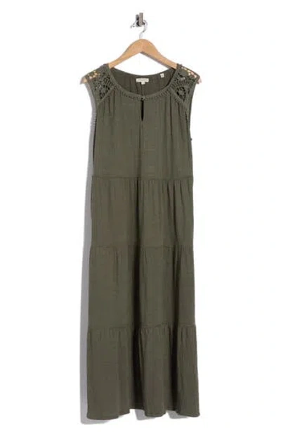 Max Studio Keyhole Sleeveless Maxi Dress In Green