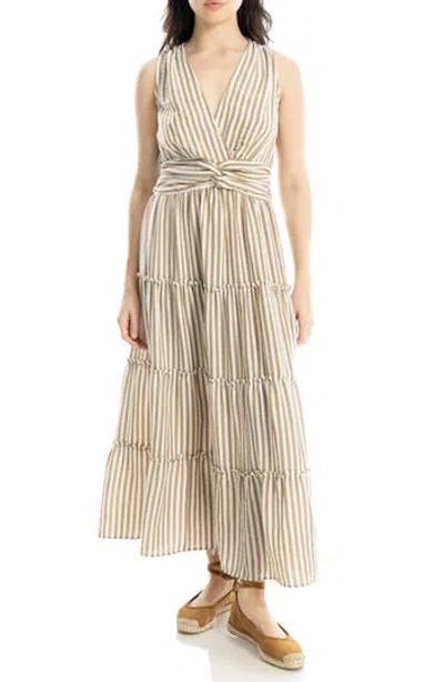 Max Studio Knotted Tiered Maxi Dress In Green