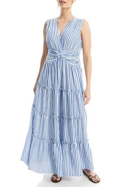 Max Studio Knotted Waist Maxi Dress In Blue