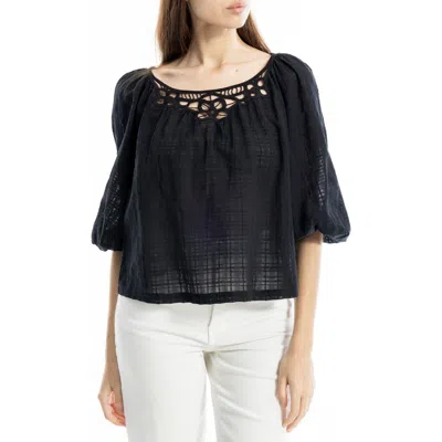 Max Studio Lace Trim Cotton Gauze Top