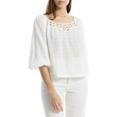 Max Studio Lace Trim Cotton Gauze Top