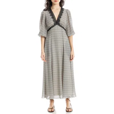 Max Studio Lace Trim Maxi Dress In Gray