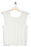 Max Studio Lace Yoke Blouson Tank In White