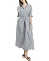 Max Studio Large Roll Sleeve Belted Dress In Blue