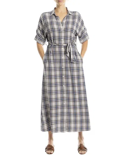 Max Studio Large Roll Sleeve Belted Dress In Multi