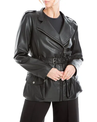 Max Studio Leatherette Jacket In Black