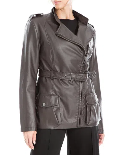 Max Studio Leatherette Jacket In Brown