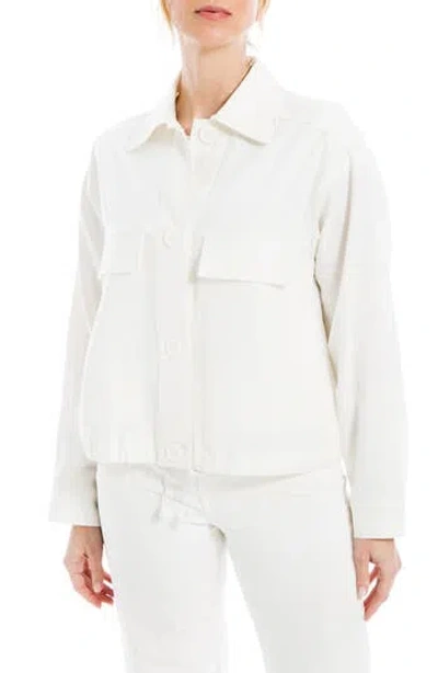 Max Studio Linen & Cotton Utility Jacket In White