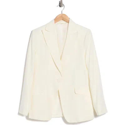 Max Studio Linen Blend Blazer In White