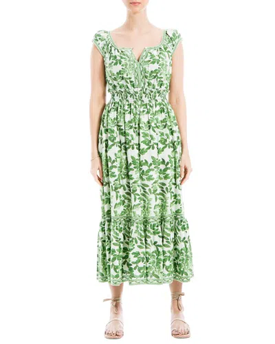 Max Studio Floral Tiered Maxi Dress In Green