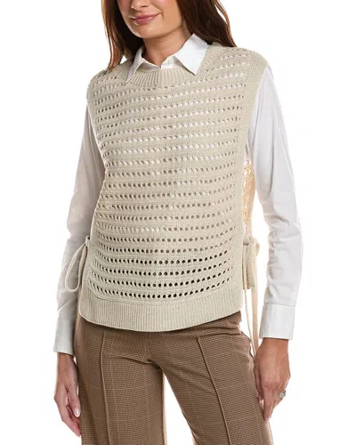 Max Studio Linen-blend Sweater Shell In Brown