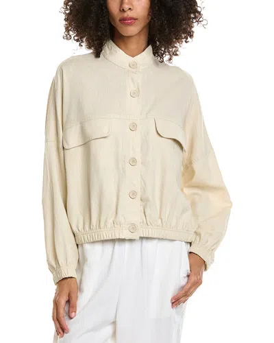 MAX STUDIO LINEN-BLEND BOMBER SHIRT JACKET