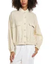 Max Studio Linen-blend Bomber Shirt Jacket In Neutral
