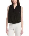 Max Studio Linen-blend Drape Top In Black