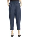 Max Studio Two-tone Textured Woven Linen-blend Pant In Blue