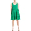 Max Studio London Texture Tiered Stretch Cotton Dress In Green-green