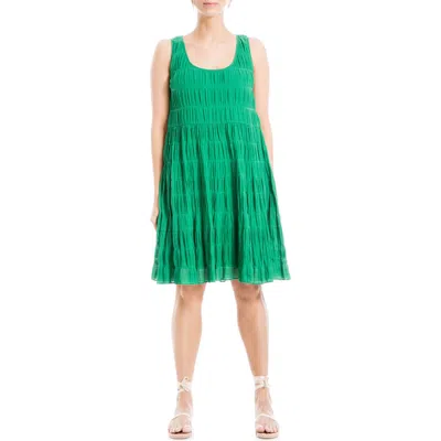 Max Studio London Texture Tiered Stretch Cotton Dress In Green-green