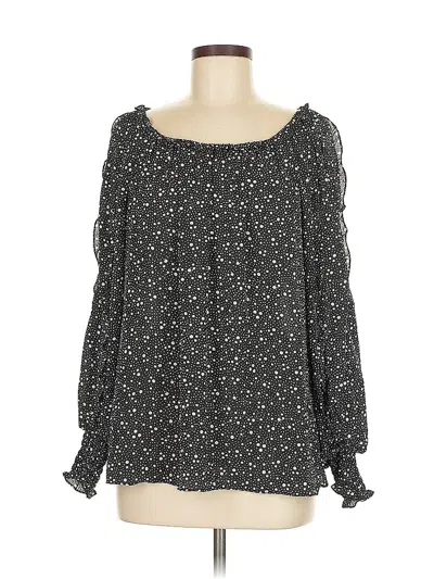 Pre-owned Max Studio Long Sleeve Blouse In Black