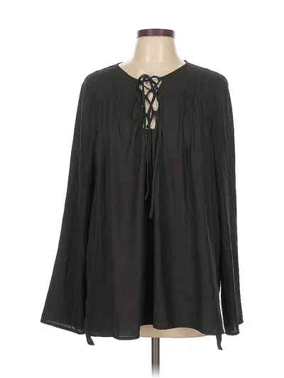 Pre-owned Max Studio Long Sleeve Blouse In Black