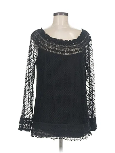 Pre-owned Max Studio Long Sleeve Blouse In Black