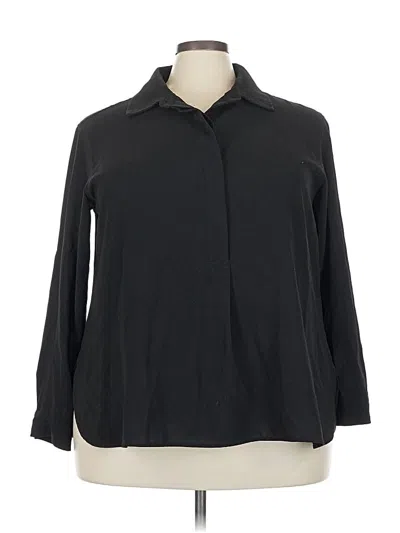 Pre-owned Max Studio Long Sleeve Blouse In Black