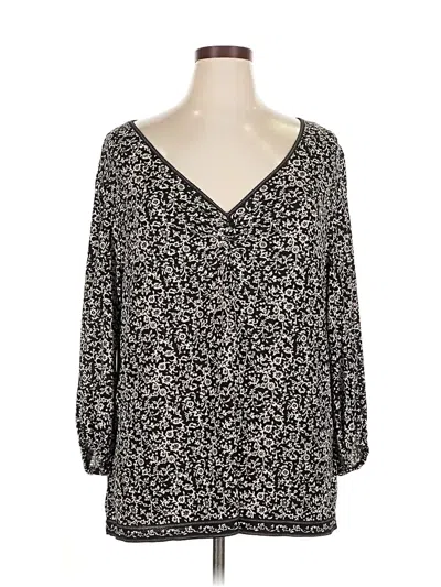 Pre-owned Max Studio Long Sleeve Blouse In Black