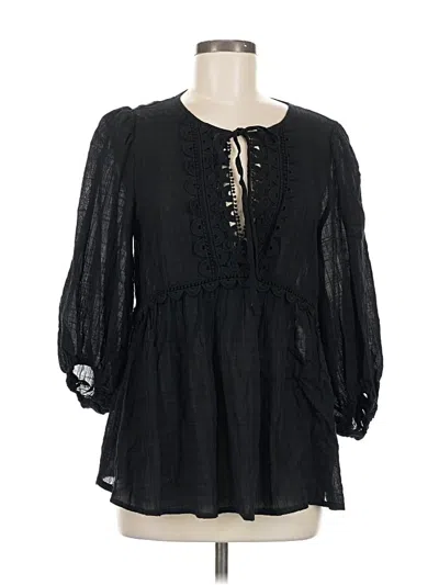 Pre-owned Max Studio Long Sleeve Blouse In Black