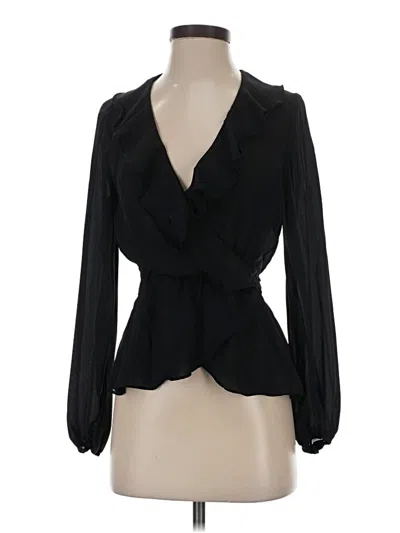 Pre-owned Max Studio Long Sleeve Blouse In Black