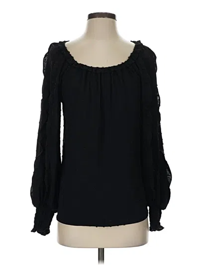 Pre-owned Max Studio Long Sleeve Blouse In Black