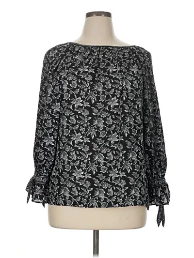 Pre-owned Max Studio Long Sleeve Blouse In Black