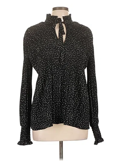 Pre-owned Max Studio Long Sleeve Blouse In Black