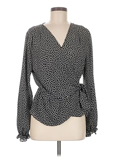 Pre-owned Max Studio Long Sleeve Blouse In Black