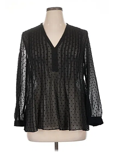 Pre-owned Max Studio Long Sleeve Blouse In Black
