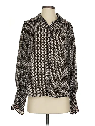 Pre-owned Max Studio Long Sleeve Blouse In Black