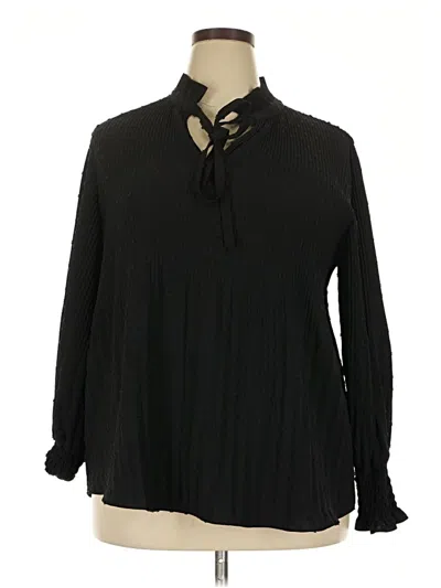 Pre-owned Max Studio Long Sleeve Blouse In Black