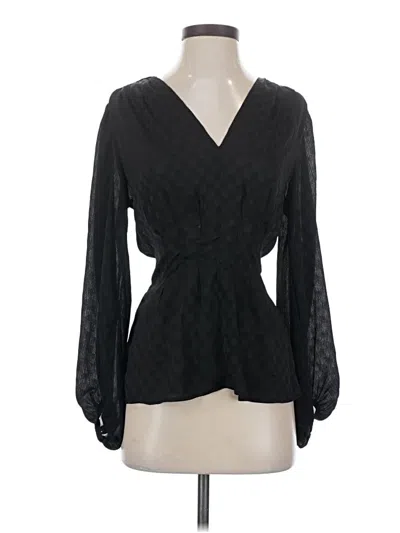 Pre-owned Max Studio Long Sleeve Blouse In Black