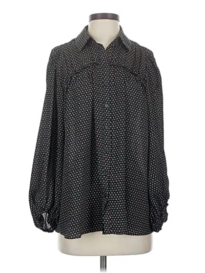 Pre-owned Max Studio Long Sleeve Blouse In Black