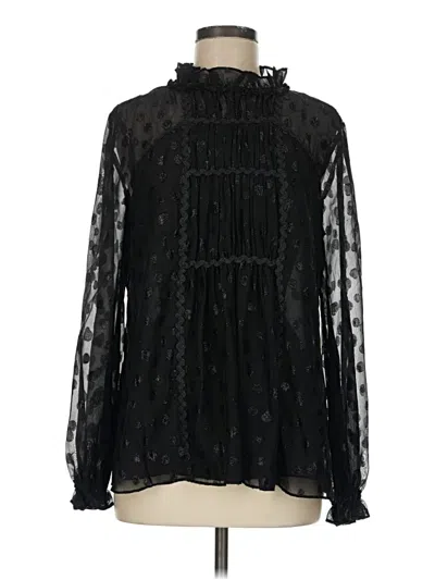 Pre-owned Max Studio Long Sleeve Blouse In Black